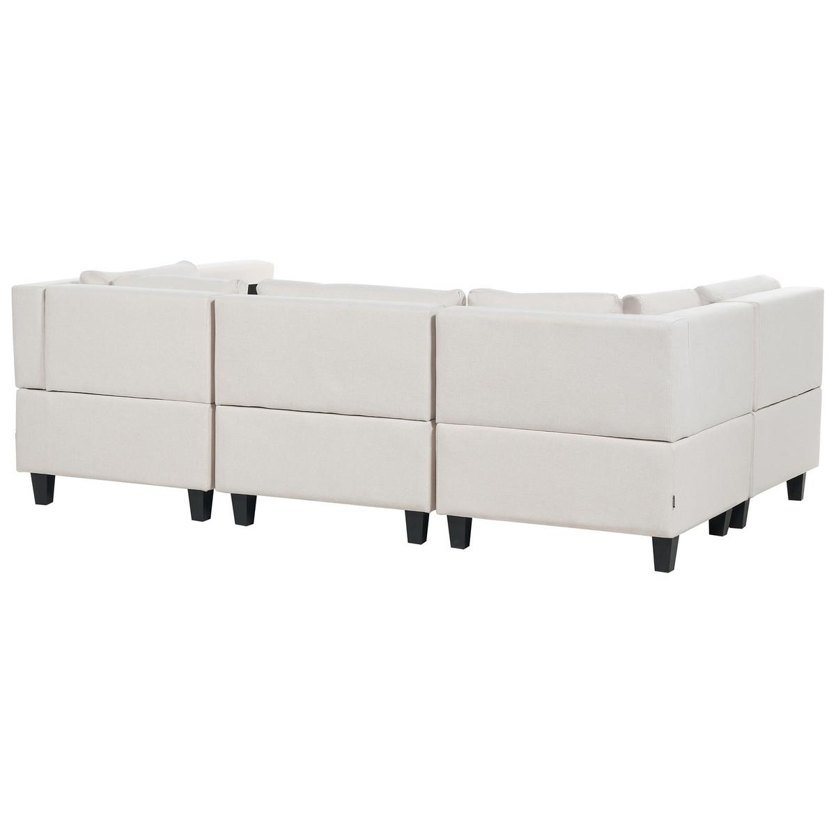 5-SITZER-MODULSOFA U-förmiges Hellbeige Stoff mit Ottomane Unstad - Beige/Schwarz, Textil (228/72/76cm) - Beliani