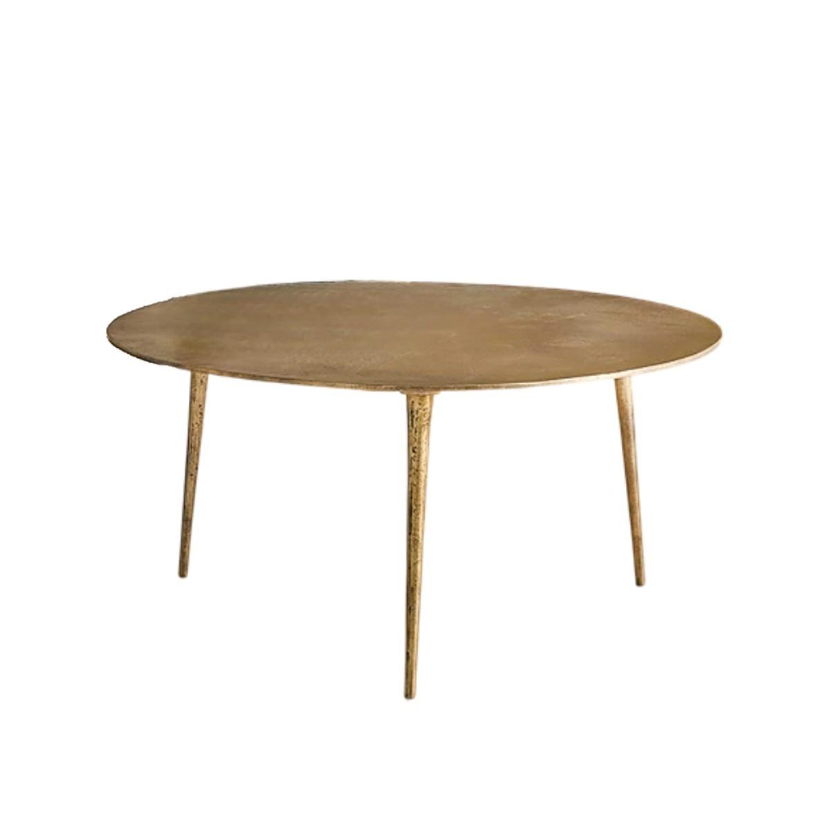 GROSSER Couchtisch aus Aluminium mit vergoldeter Messingoberfläche 82/80/40 cm - Goldfarben, Metall (80/82/40cm) - Signature