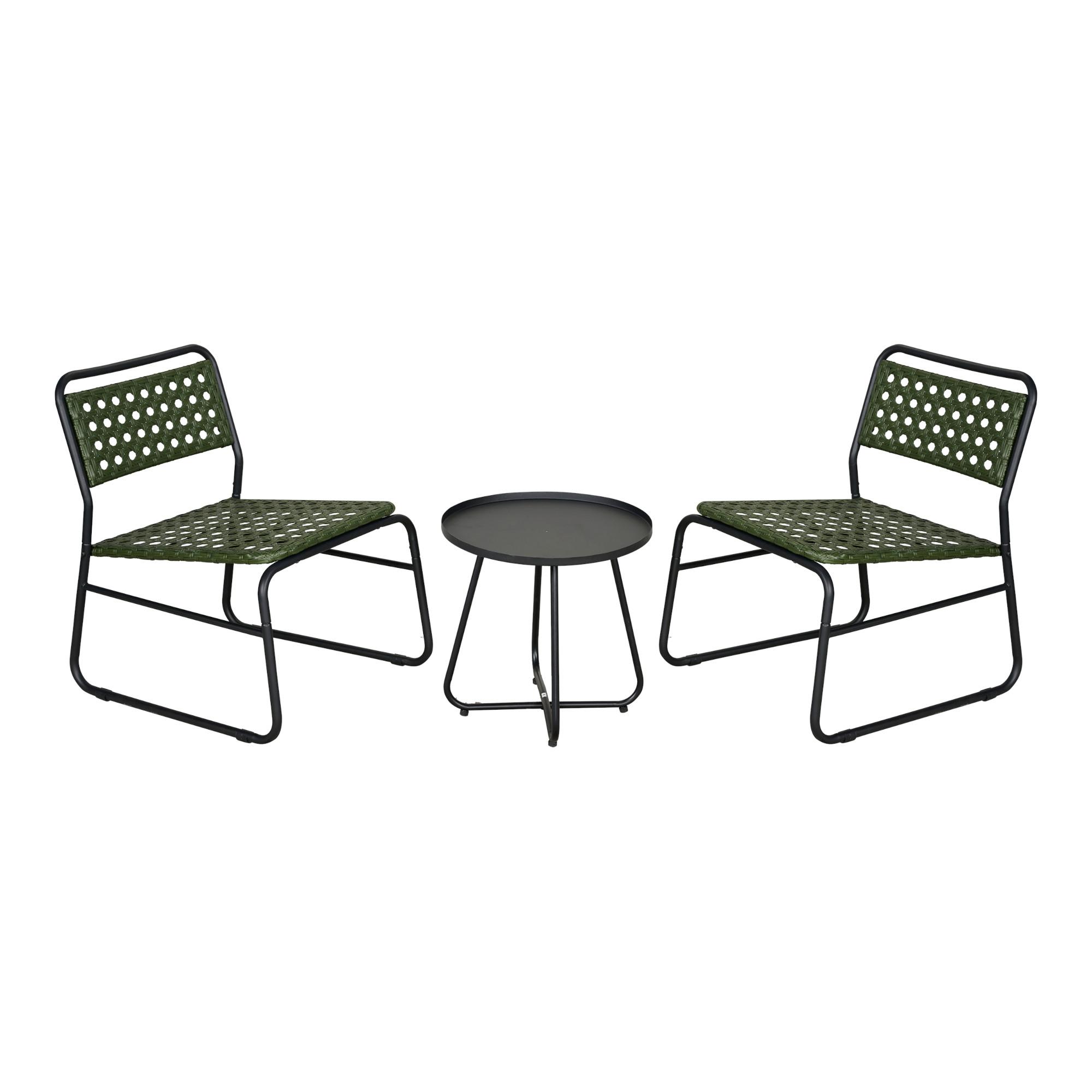 BISTRO-SET 3 TLG. Brienza - Grün, Metall - casa.pro
