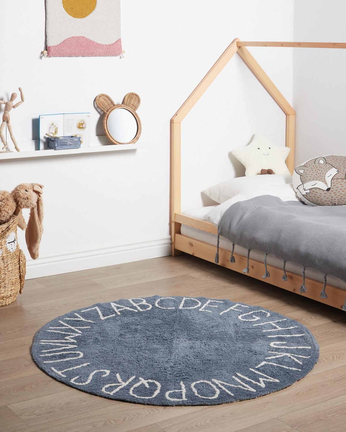 KINDERTEPPICH Vurgun 120/120 cm - Blau/Weiß, Textil (120/120cm) - Beliani