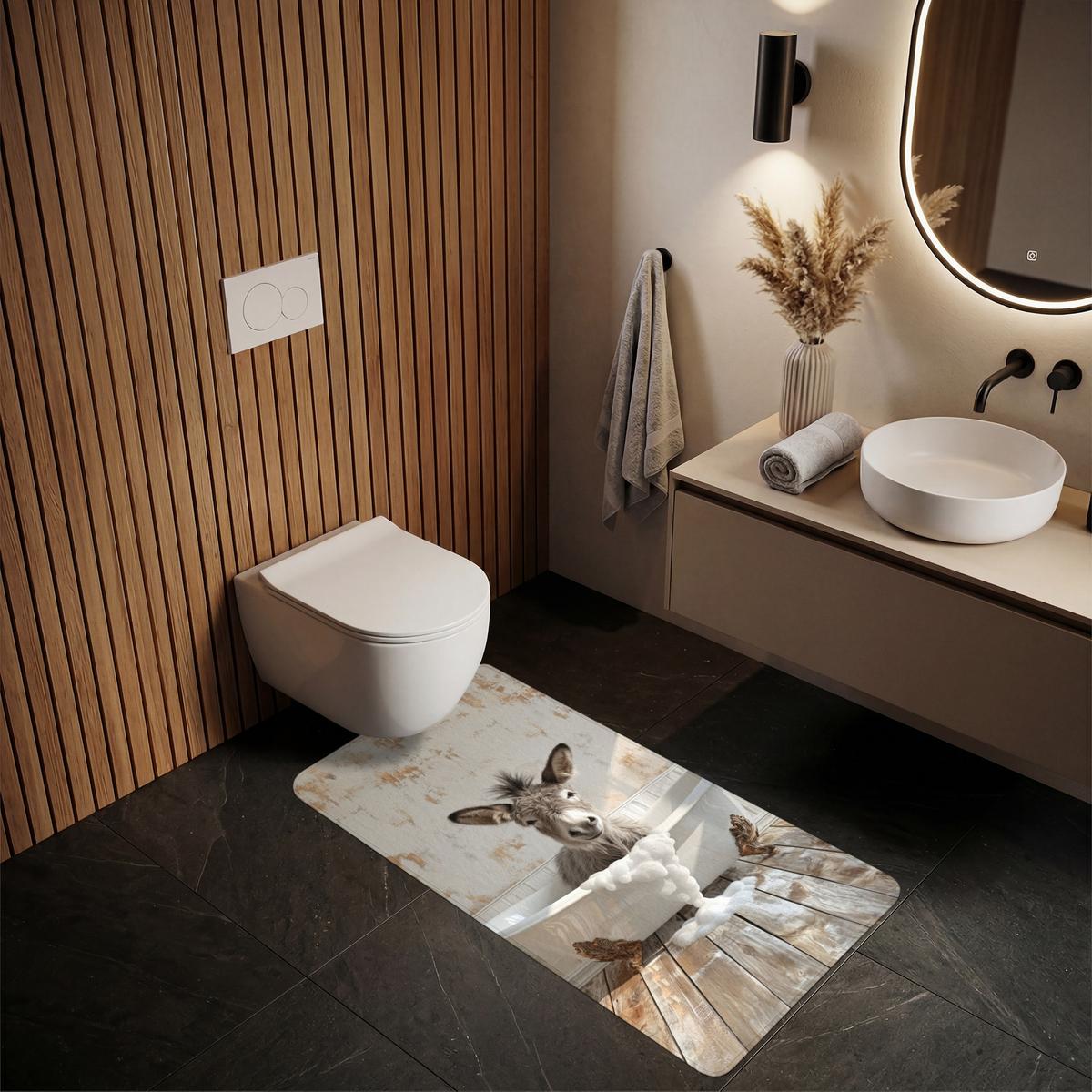 BADEMATTE Esel - Tiere - Badewanne - Schaumstoff 60x120 cm - Creme, Textil (60/120cm) - OnlyWow