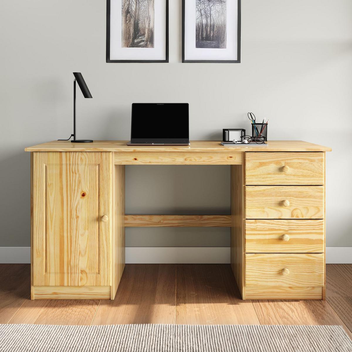 SCHREIBTISCH MANAGER - Naturfarben, Holz (54/145/73cm) - IDIMEX