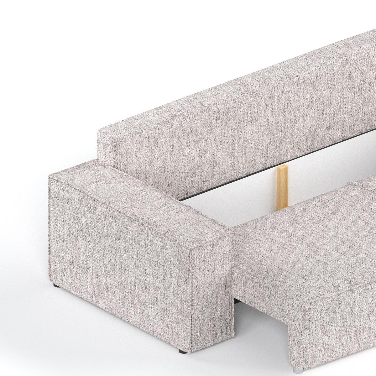 SOFA RESSO mit Schlaffunktion Beige im Neve Stoff - Beige/Schwarz, Holz/Holzwerkstoff (255/70/105cm) - AltaBeds