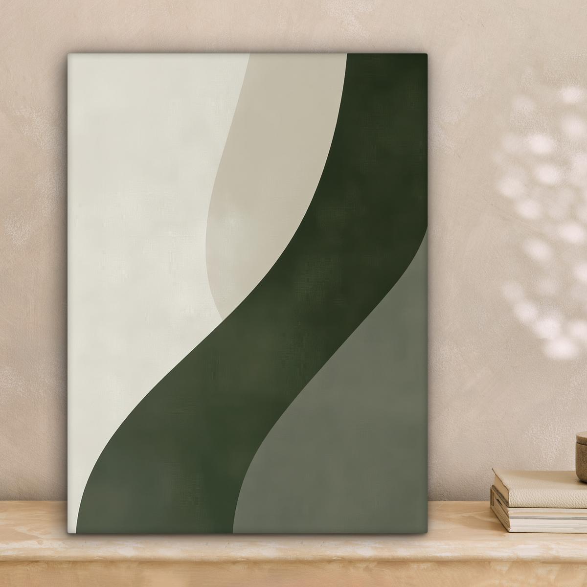 LEINWANDBILD Japandi - Grün - Abstrakt - Modern Room Decor 30x40 cm - Salbeigrün, Textil (30/40cm) - MuchoWow