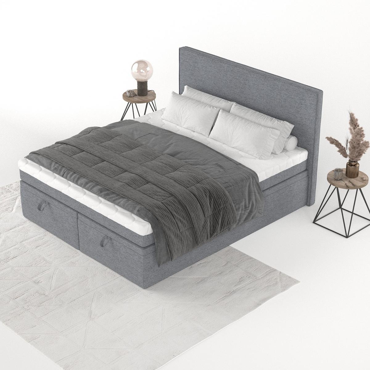 BOXBETT Zalla 160/200 cm Grau im Neve Stoff - Schwarz/Grau, Holz/Holzwerkstoff (160/200cm) - AltaBeds