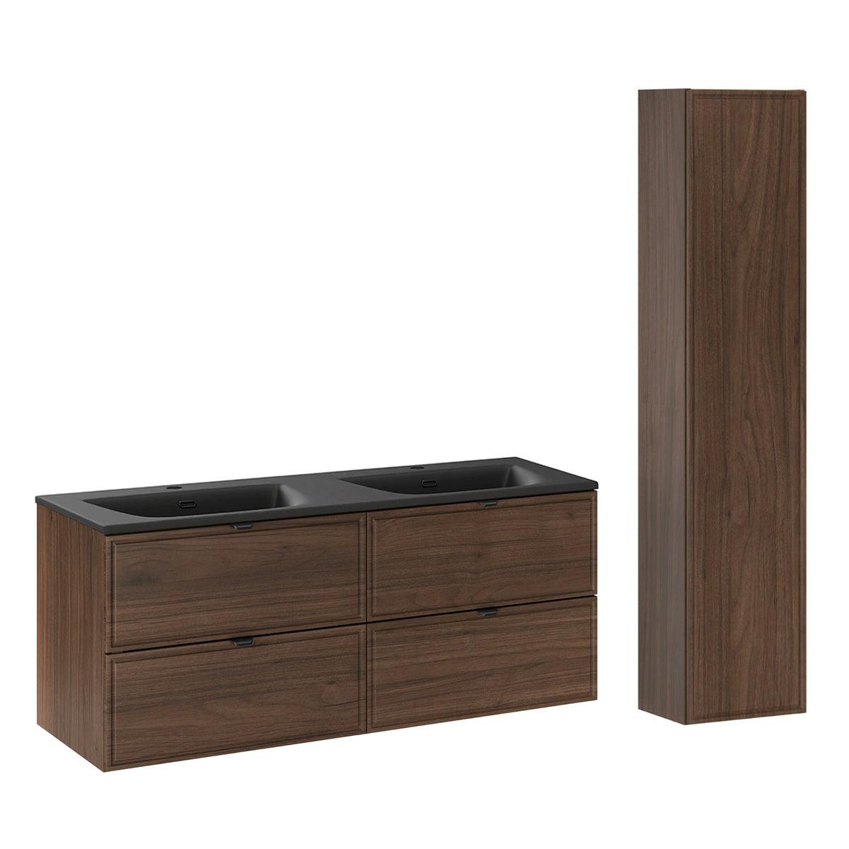BADMÖBEL 121cm Elias 2er-Set Dunkles Holz - Braun, Holzwerkstoff (121/50/46cm) - Petits-meubles