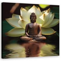 WANDBILD zen buddha seerose - Grün, Textil (40/40cm) - Feeby