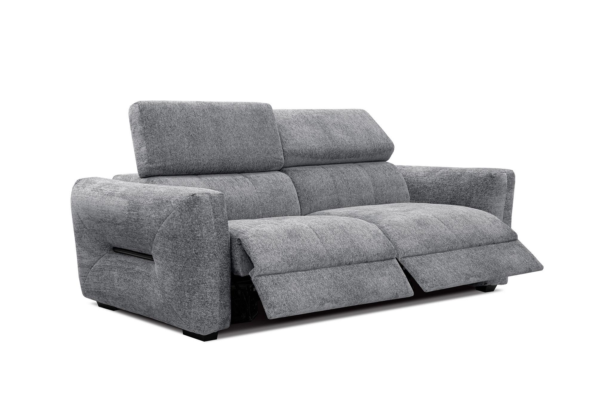 SOFA CALVERA 3-Sitzer mit 2 Relaxfunktionen, grau - Grau, Holzwerkstoff/Textil (204/79/106cm) - Wozimo