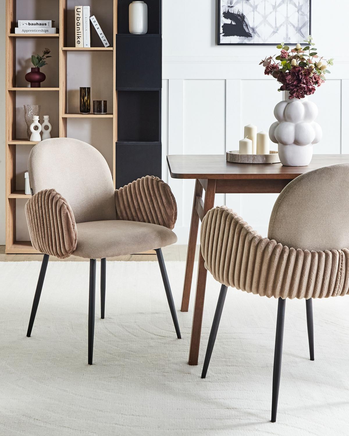 ESSZIMMERSTUHL 2er-Set Taupe Amity - Taupe/Schwarz, Textil (50/84/56cm) - Beliani
