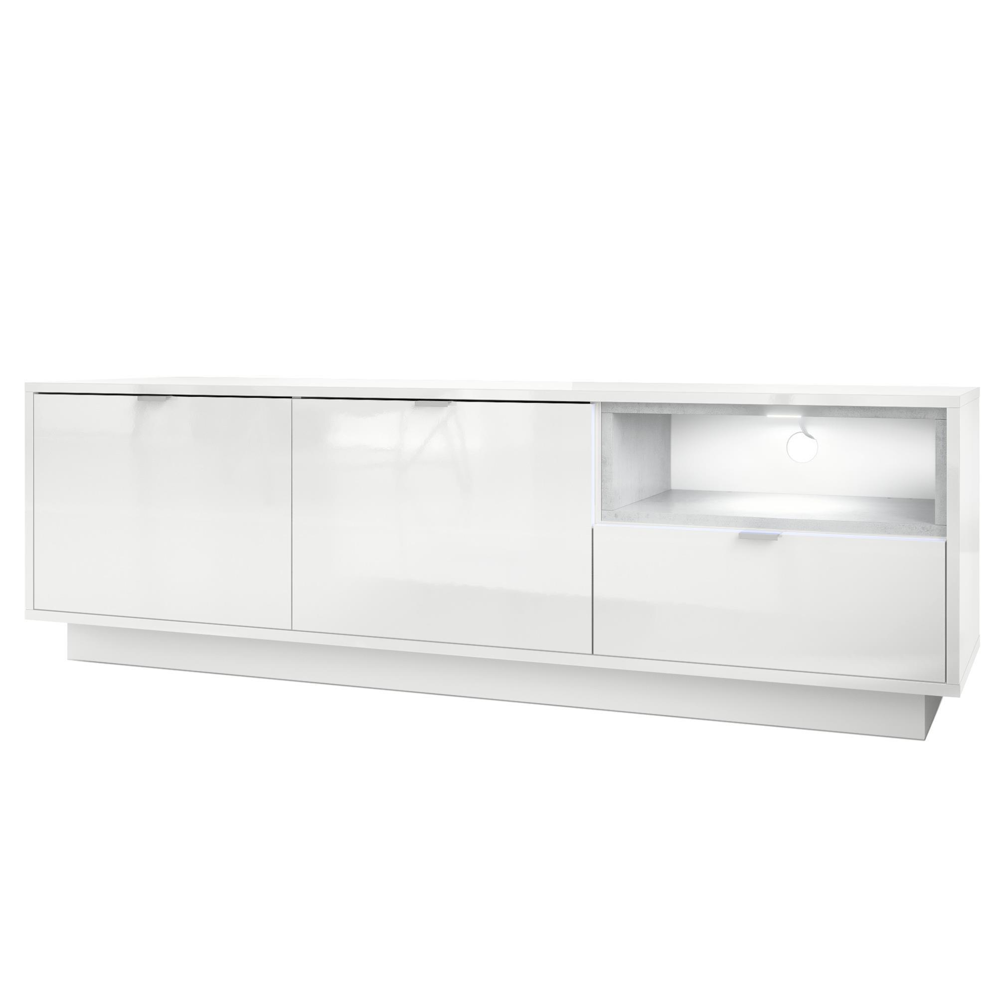 LOWBOARD Metro Einsatz in Beton Oxid Optik - Hellgrau, Holzwerkstoff (153/48/37cm) - Vladon