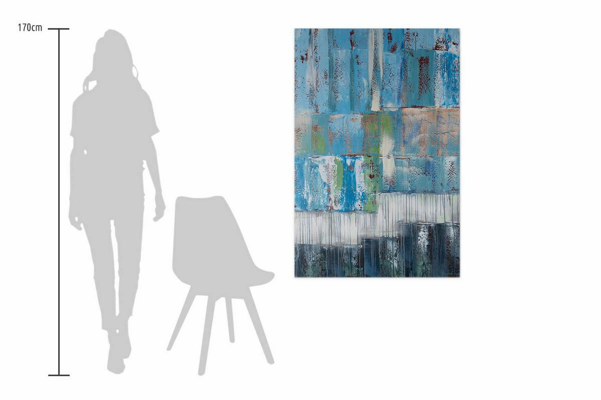 ÖLGEMÄLDE 80/120 cm - Türkis/Blau, Holz/Textil (80/120cm) - KUNSTLOFT