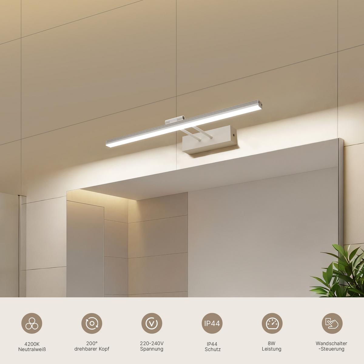 SPIEGELLEUCHTE LED Weiß 4200K Schwarz 40,4/17,1/4 cm - Weiß, Kunststoff (17/40/4cm) - EMKE