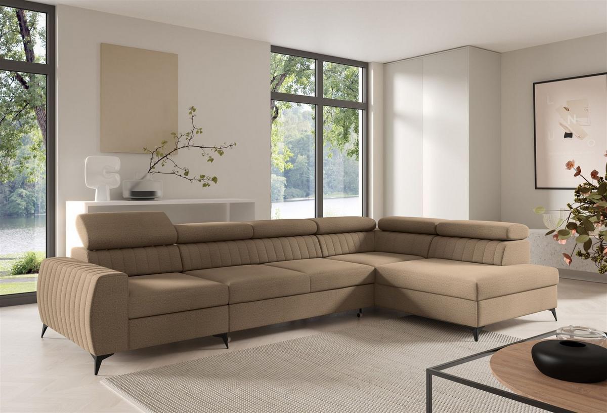 ECKSOFA Toronto Xl - Beige, Holzwerkstoff/Textil (340/200cm) - Fun Möbel