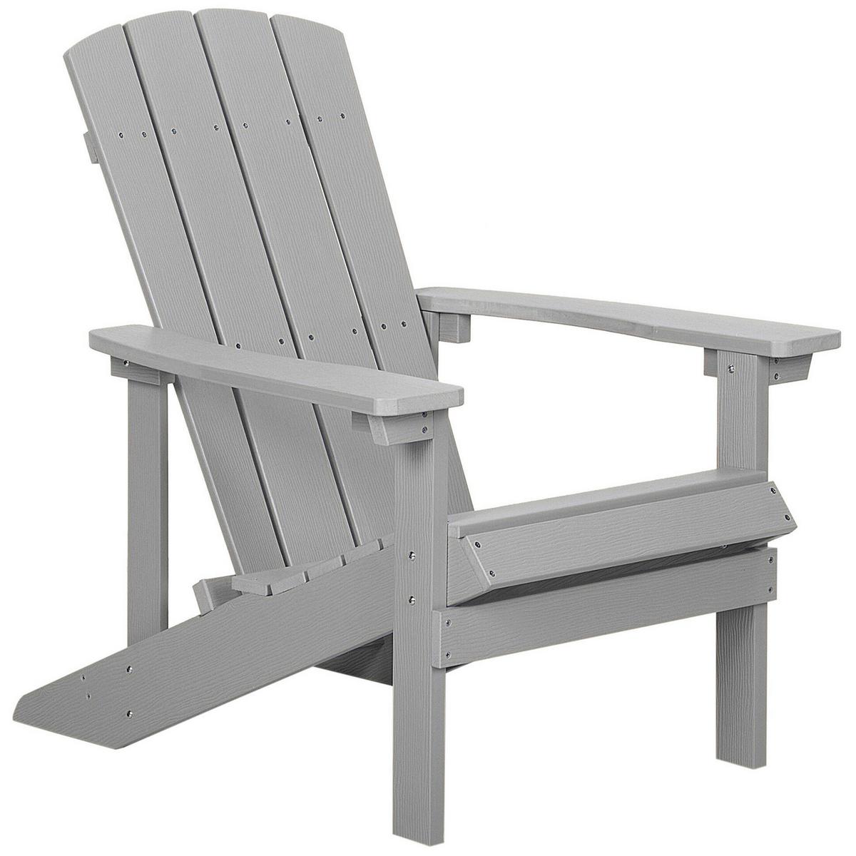 GARTENSTUHL mit Fußhocker Kunstholz hellgrau Adirondack - Hellgrau, Kunststoff (75/88/88cm) - Beliani