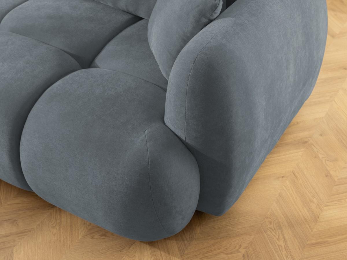 ECKSOFA Loretto aus natürlichem Dunkelgrau Webstoff mit Schlaffunktion, Bettkasten und tiefen Steppungen in Bubble-Optik - Dunkelgrau/Schwarz, Holz/Kunststoff (180/275cm) - S-Style