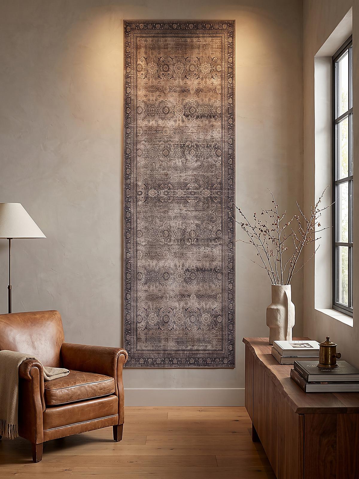 LÄUFER waschbar, mit floralen Ornamenten, VERNANTE in Braun-Grau, 80 x 250 cm - Braun, Textil (80/250cm) - KADIMA DESIGN