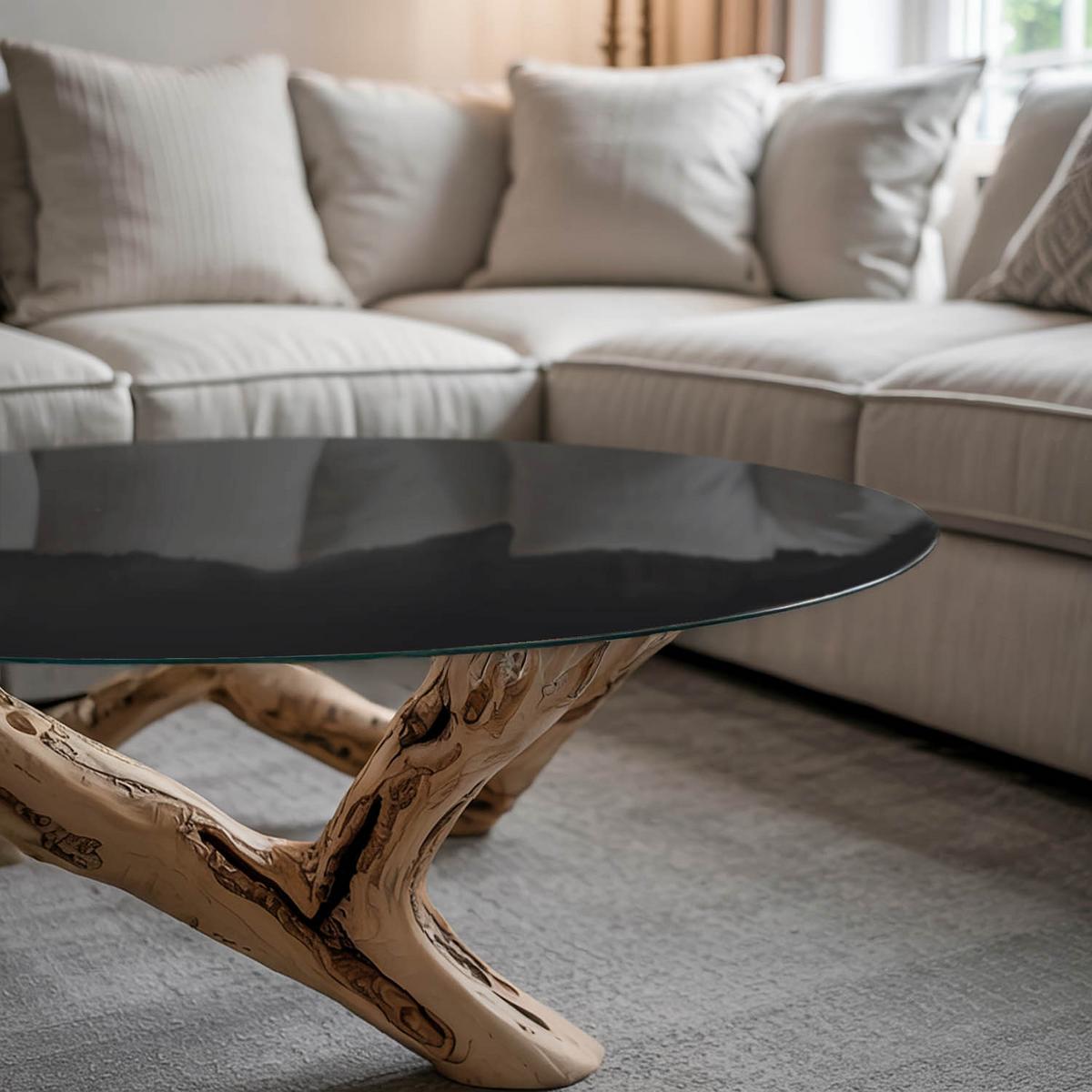 TISCHPLATTE fi70 cm Farbe Schwarz, glatt - Schwarz, Glas (0.4/70/70cm) - TULUP