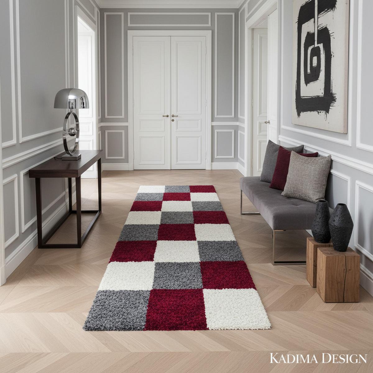 HOCHFLORTEPPICH RHEIN, kariert, Rot, 80 x 250 cm - Rot, Textil (250/80cm) - KADIMA DESIGN