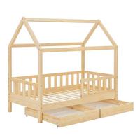 KINDERBETT Marli natur 90x200 cm mit Bettkasten - Naturfarben, Holz (90/200cm) - Juskys