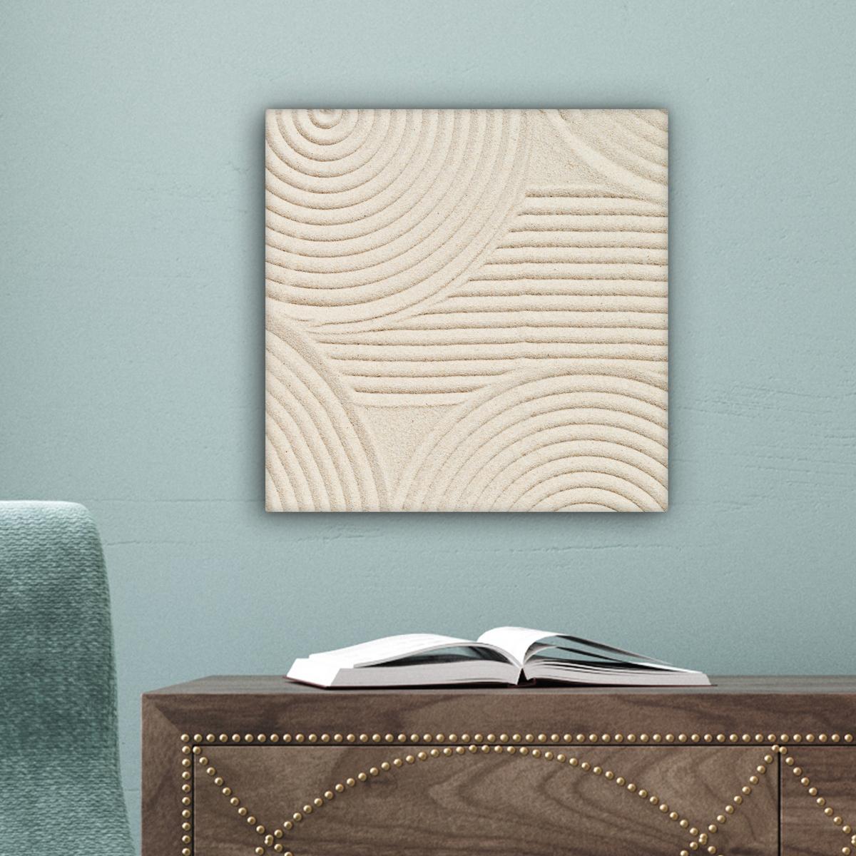 LEINWANDBILD Muster - Abstrakt - Weiß Deko Wohnzimmer 20x20 cm - Beige, Textil (20/20cm) - MuchoWow