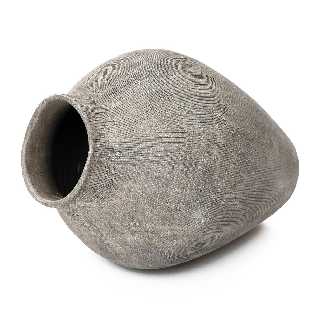 KERAMIKVASE rund, in Erdtönen, H 34 cm - Grau, Keramik (33.9cm) - Hometopia
