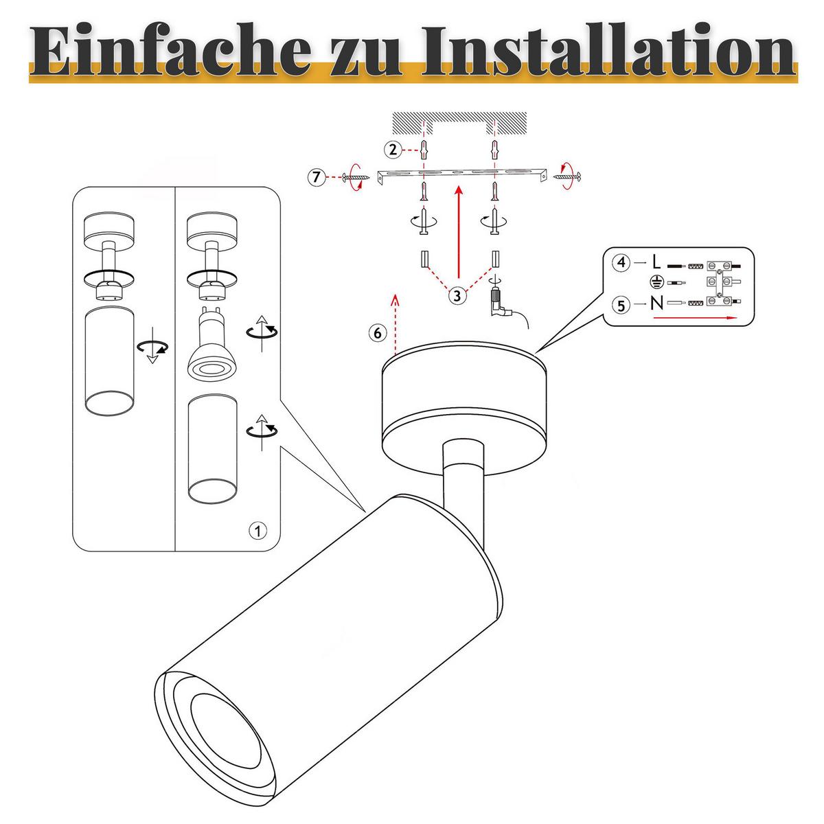 DECKENSTRAHLER Matteo 1-flammig 6/6/16 cm - Messingfarben, Metall (6/6/16cm) - Nettlife