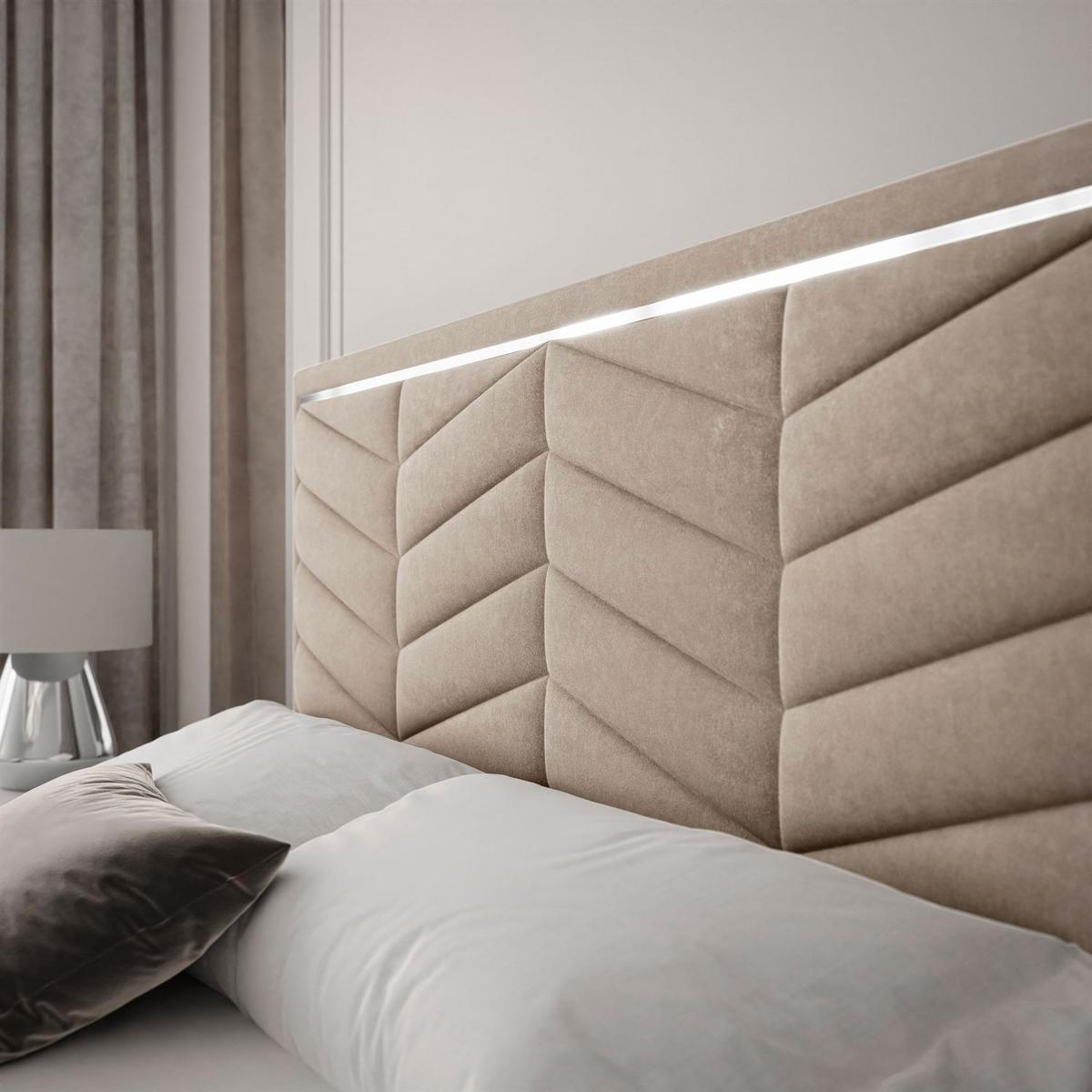 POLSTERBETT AURORA II 140x200 mit Bettkasten Boston Trufa - Beige, Textil (140/200cm) - Lookway