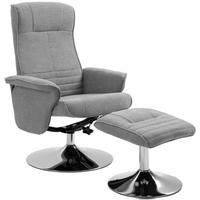 RELAXSESSEL mit Fußhocker 360°drehbarer Fernsehsessel bis 150 kg Samt Grau - Chromfarben/Grau, Textil/Metall (71/104/69cm) - HOMCOM