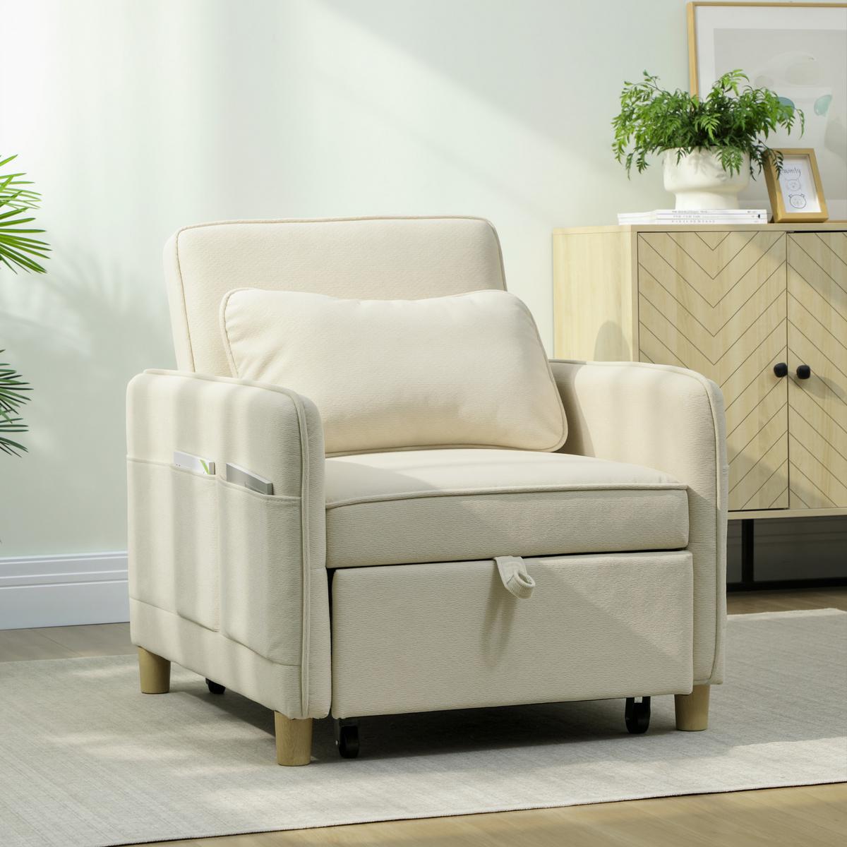 SCHLAFSESSEL Polyester Beige - Beige, Kunststoff/Textil (74/82/85.5cm) - HOMCOM