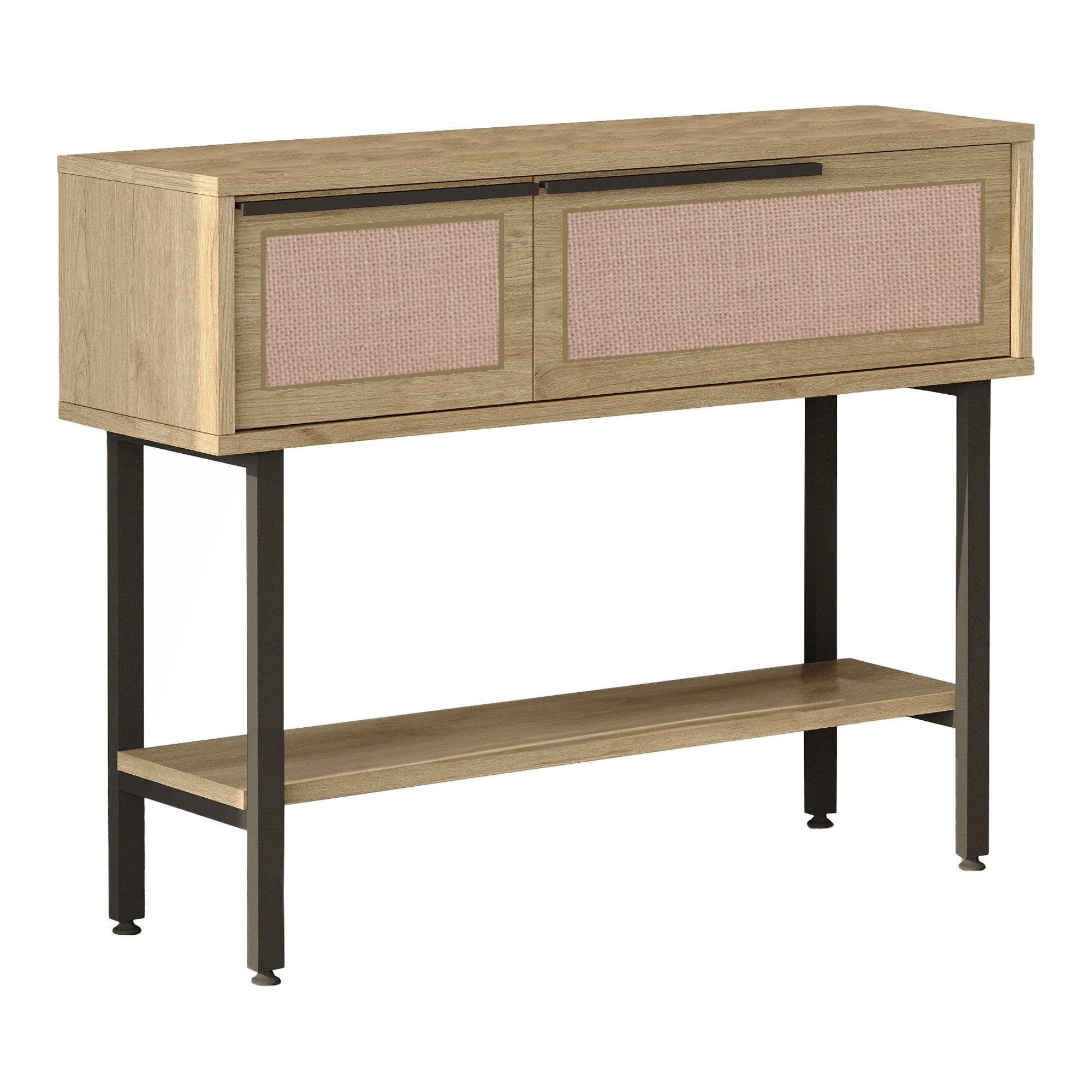 FLURTISCH Kvænangen - Eichefarben/Schwarz, Holzwerkstoff/Metall (100/29.5/76cm) - [en.casa]