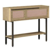 FLURTISCH Kvænangen - Eichefarben/Schwarz, Holzwerkstoff/Metall (100/29.5/76cm) - [en.casa]