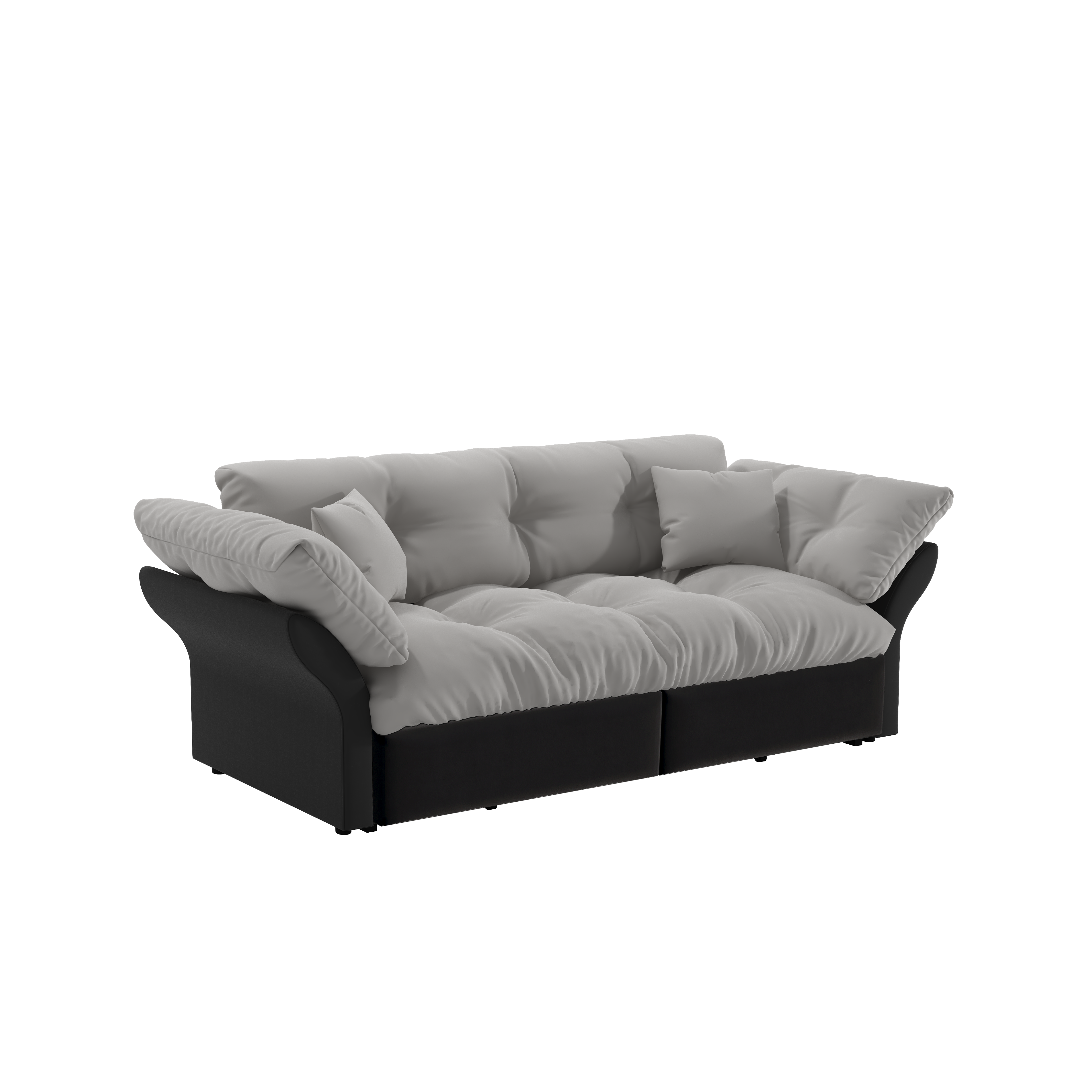 SCHLAFSOFA aus Velours im Tufting-Design, 3-in-1 Funktion und Queen-Size Bett - Hellgrau, Textil (190/91/85cm) - Urban Meuble