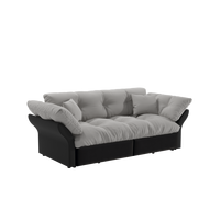 SCHLAFSOFA aus Velours im Tufting-Design, 3-in-1 Funktion und Queen-Size Bett - Hellgrau, Textil (190/91/85cm) - Urban Meuble