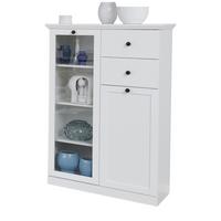 HIGHBOARD weiß matt 81 x 129 cm, Kommode im Landhaus-Stil - Silberfarben/Weiß, Glas/Holzwerkstoff (81/129/41cm) - Top.Furn