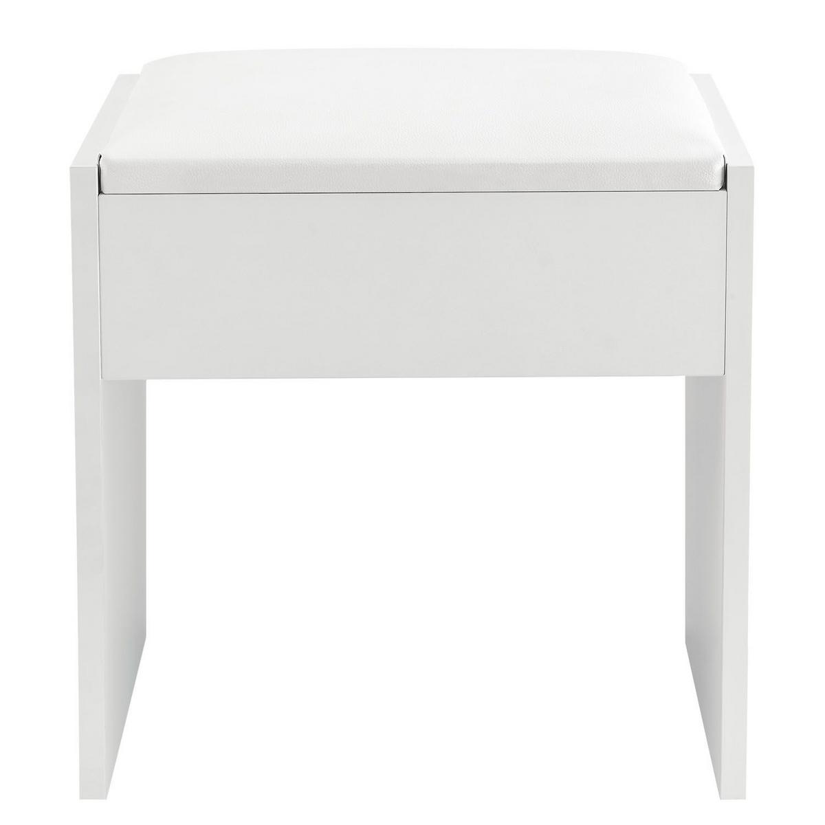 HOCKER Melly weiß mit Sitzkissen ideal für Schminktisch - Weiß, Textil (40/43/30cm) - Juskys