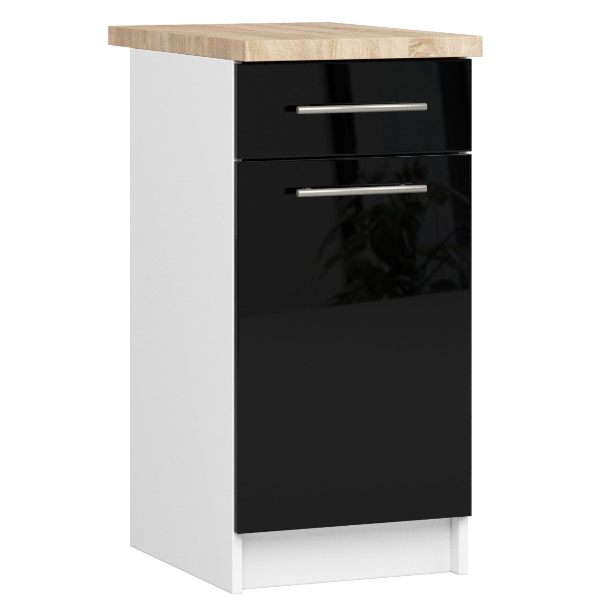 UNTERSCHRANK Weiß, Schwarz Glanz 85/40/46 - Weiß, Holzwerkstoff (40/85/46cm) - RAUMHIRSCH FURNITURE
