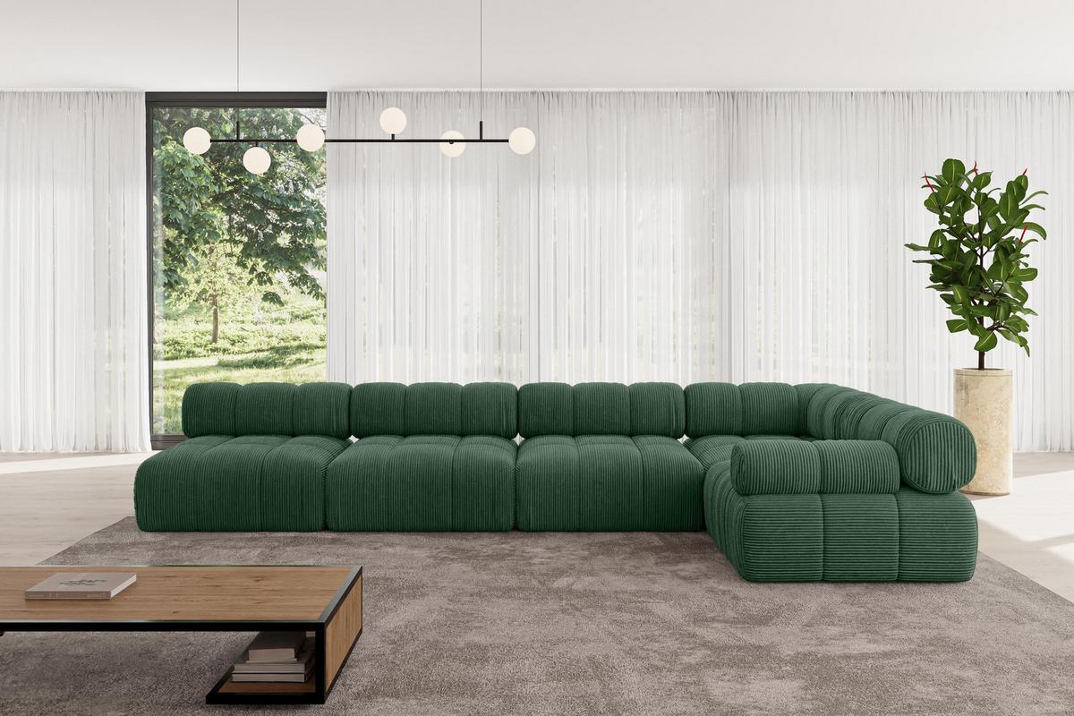ECKSOFA modulares Sofa Mende-L3 - 380x190x70 cm Grün Cord - Grün, Holzwerkstoff/Textil (380/190cm) - ALTDECOR