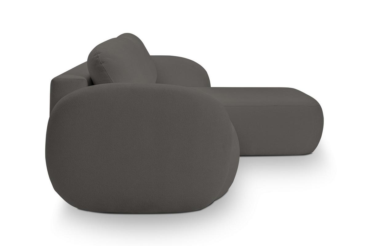 ECKSOFA AMICO R-S Grau Geflochtener Stoff mit Schlaffunktion - Grau, Holz (248/174cm) - MASSENO