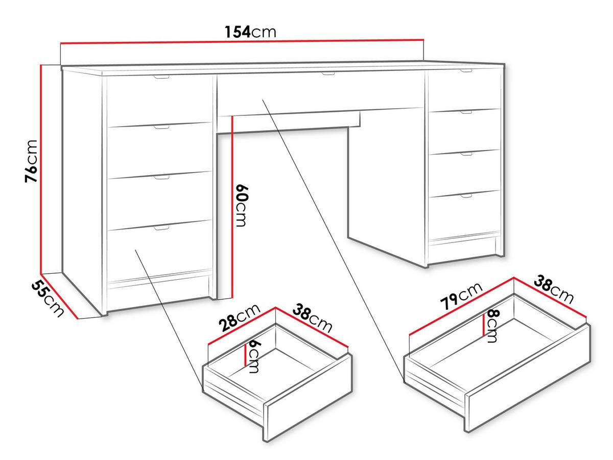 SCHREIBTISCH Tireno Bis - Goldfarben/Weiß, Holzwerkstoff/Metall (154/55/76cm) - MIRJAN24