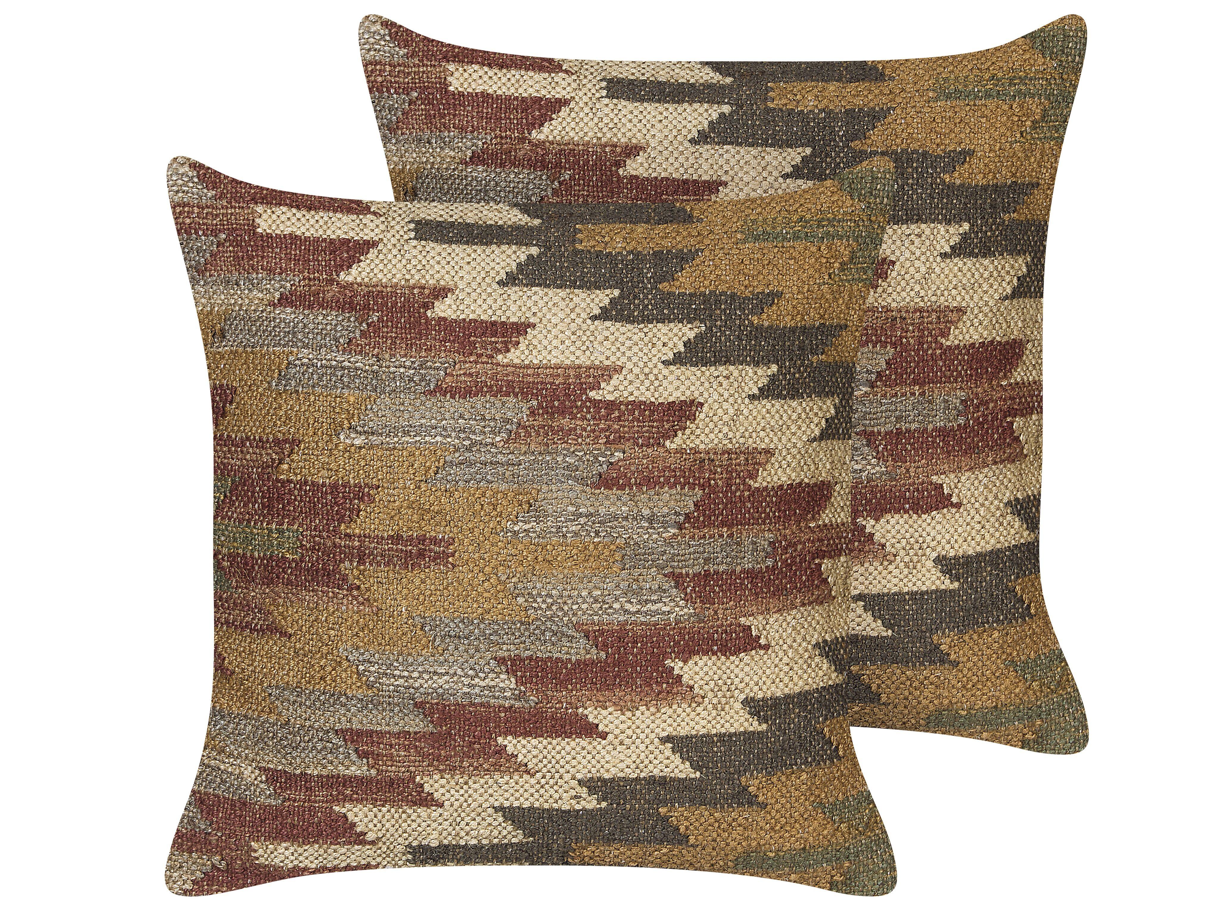DEKOKISSEN 2er-Set Bunt 45/45 cm Deepor - Multicolor, Naturmaterialien (45/45cm) - Beliani