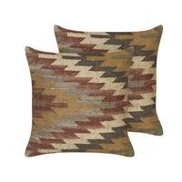 DEKOKISSEN 2er-Set Bunt 45/45 cm Deepor - Multicolor, Naturmaterialien (45/45cm) - Beliani