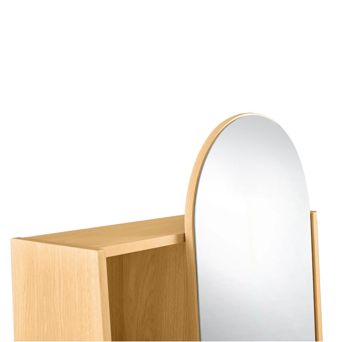 SCHUHSCHRANK Spiegel Holzoptik Hochschrank Stauraum - Naturfarben, Holzwerkstoff (60/165/28cm) - Urban Meuble
