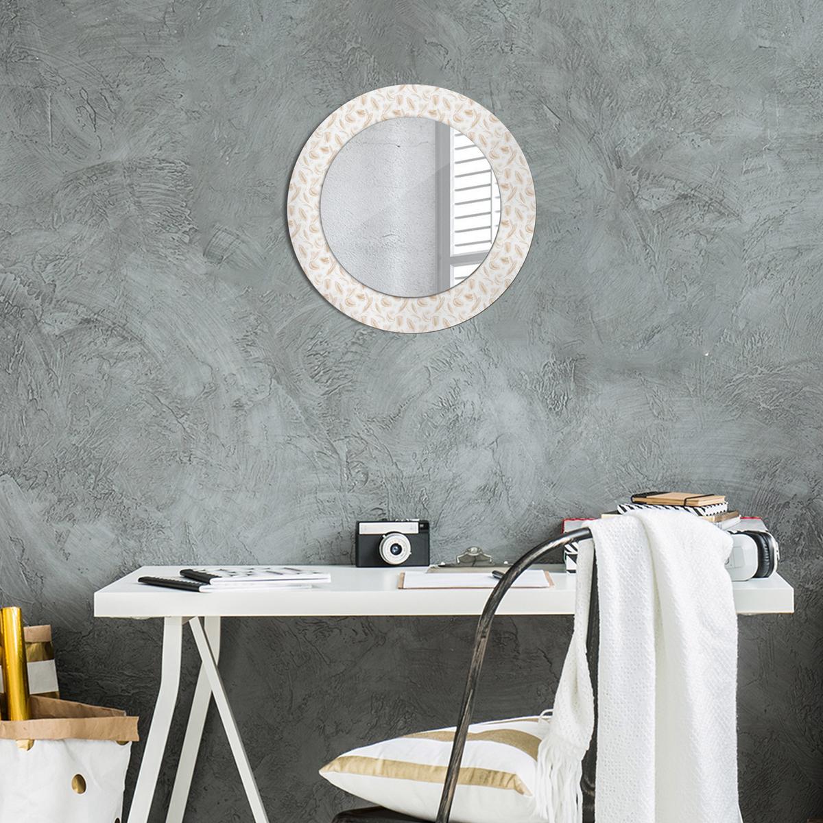 SPIEGEL Rund Ø 50 cm mit Aufdruck - Creme, Glas (50/50/0.4cm) - Wallfluent