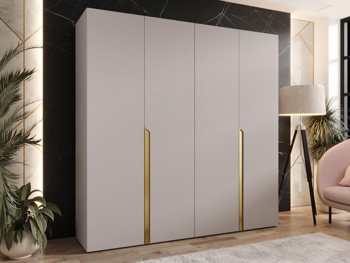 DREHTÜRENSCHRANK Mila I 200 - Kaschmir/Goldfarben, Holzwerkstoff/Kunststoff (200/202/52cm) - MIRJAN24
