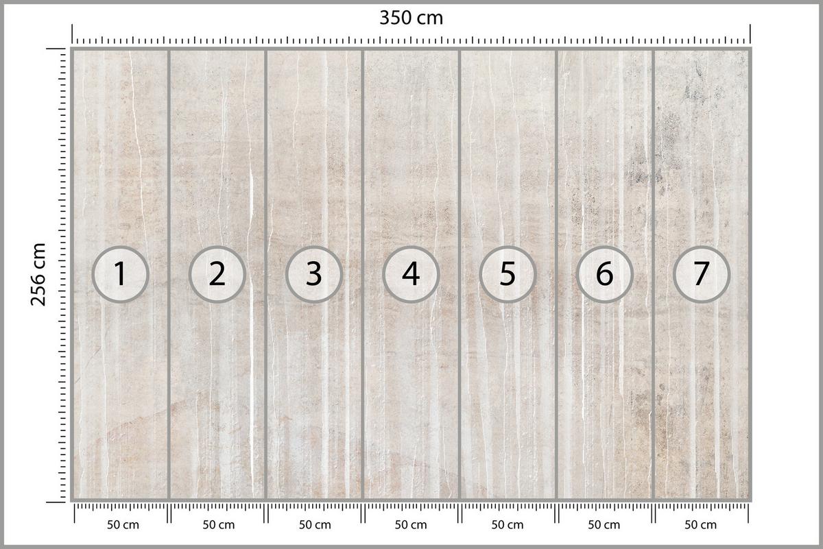FOTOTAPETE Beton Optik Abstraktion Vintage Stil 350x256 - Beige/Braun, Papier (350/256cm) - Muralo