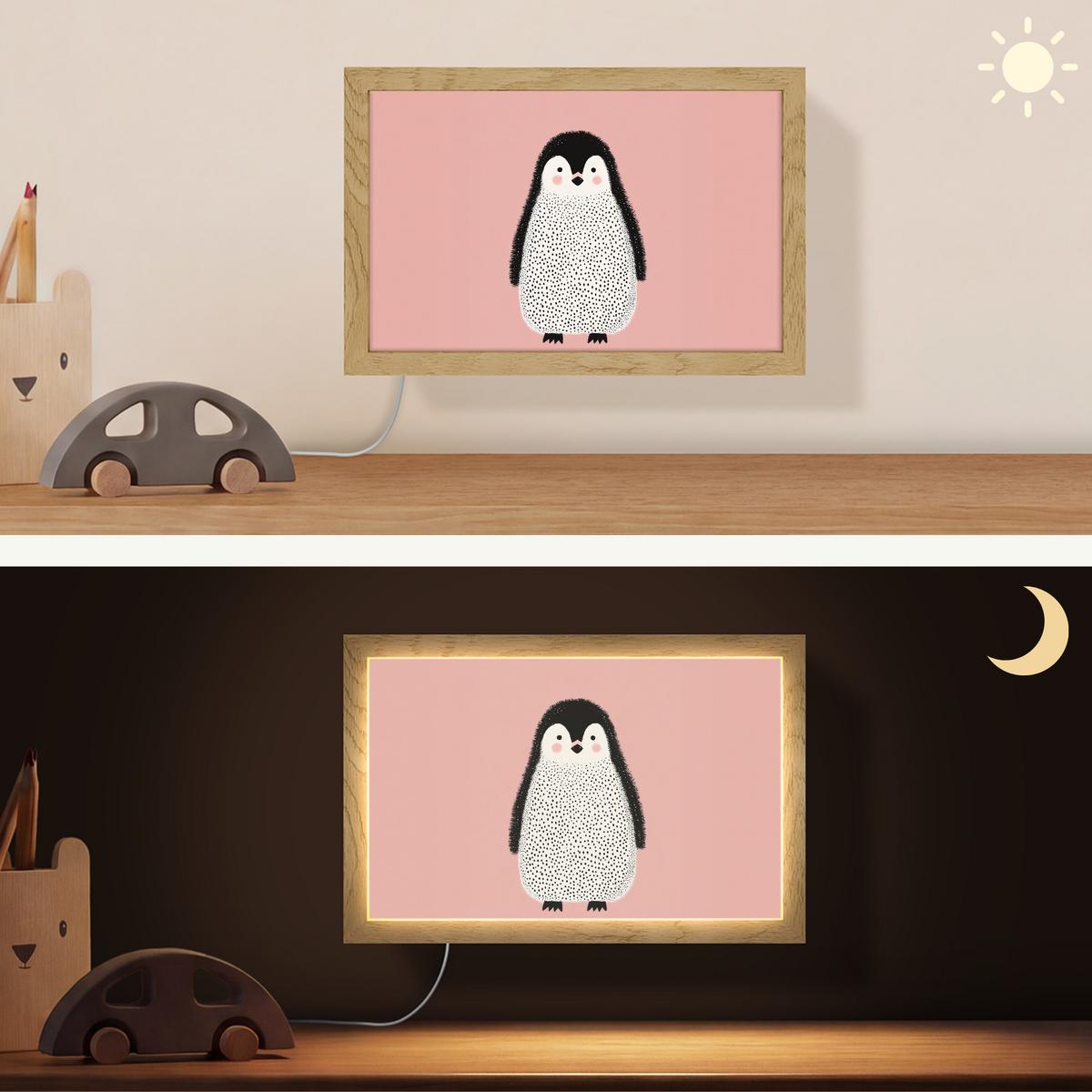 WANDLEUCHTE Pinguin - Punkte - Minimalistisch - Rosa 30x20 cm - Rosa, Holzwerkstoff (30/20/8cm) - OnlyWow