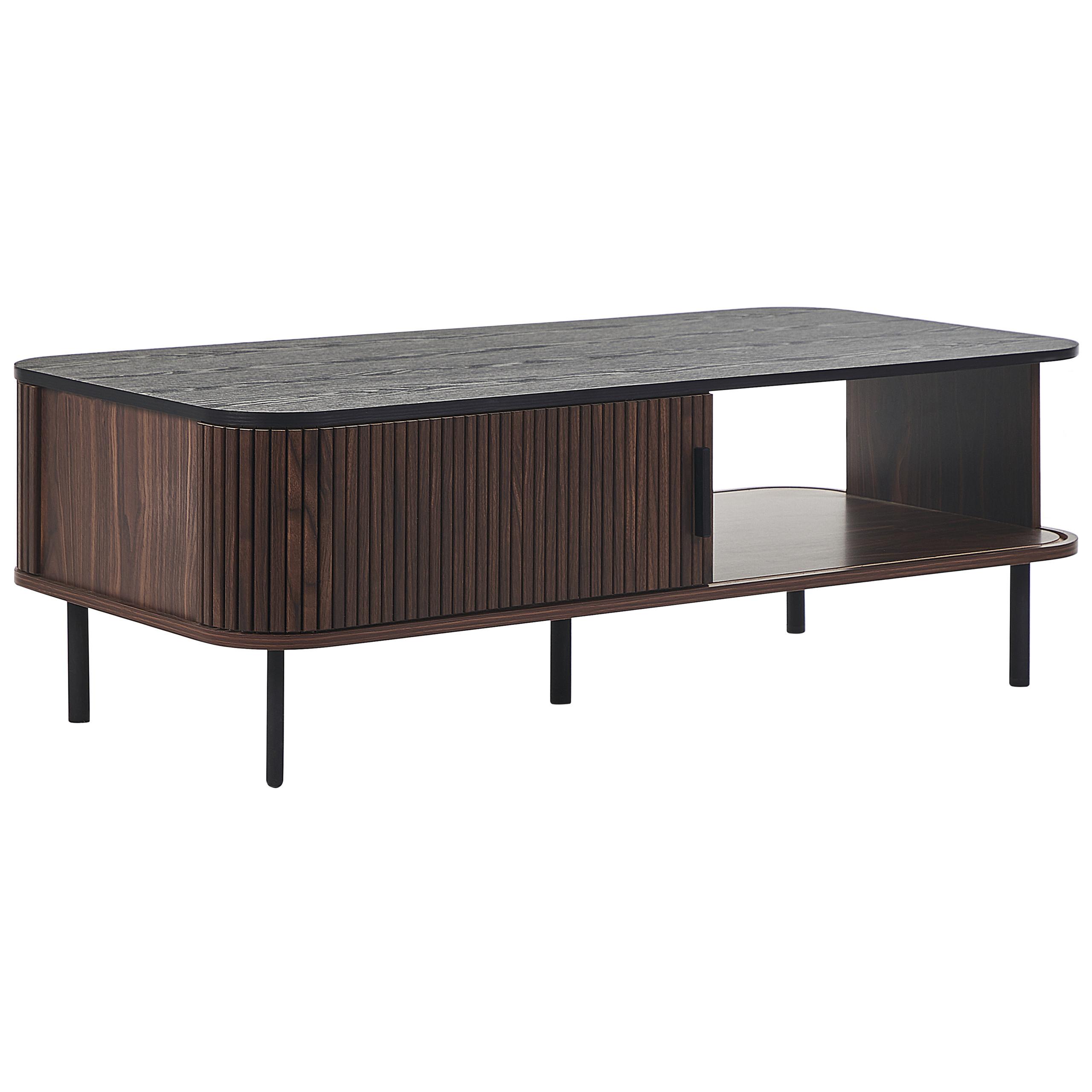 COUCHTISCH dunkler Holzfarbton/Schwarz 120/60 cm Jose - Schwarz/Braun, Holzwerkstoff (120/60/41cm) - Beliani