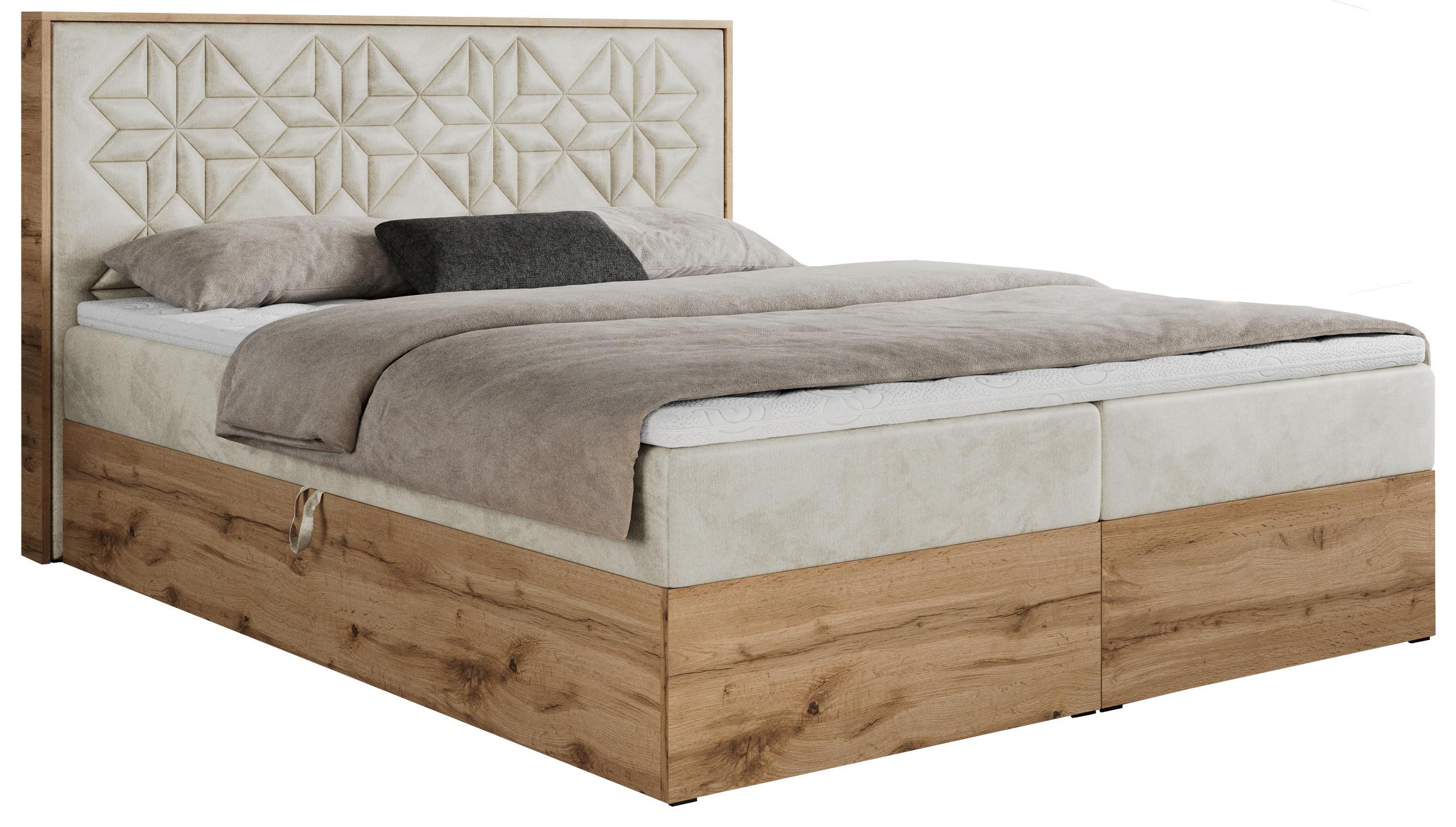 BOXBETT NESSI - 180/200 Beige Velvet - H3 - Beige, Holz/Textil (180/200cm) - MKS