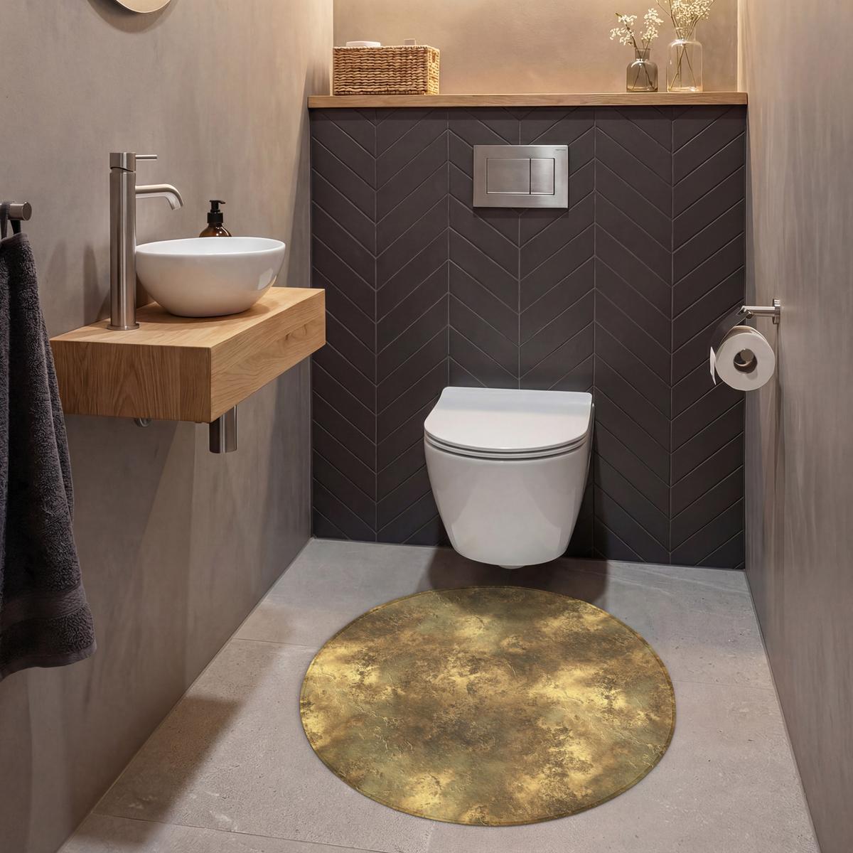 WC-VORLEGER Antik - Metallic-Look - Gold Toilettenteppich 70x70 cm - Goldfarben, Textil (70/1cm) - OnlyWow