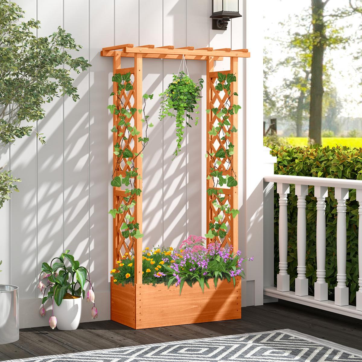 HOCHBEET Orange - Orange, Holz (66/152/32cm) - COSTWAY